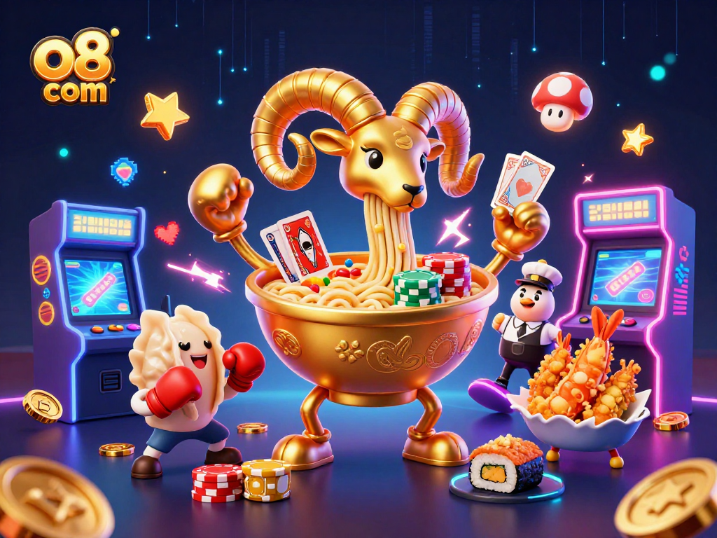 Experience the thrill with o8 com's vibrant 3D illustration of casino gaming elements.