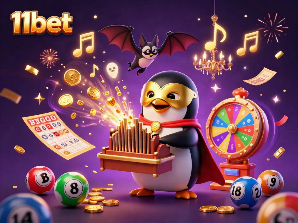 Experience the excitement of 11bet with vibrant illustrations of casino games and winning moments.