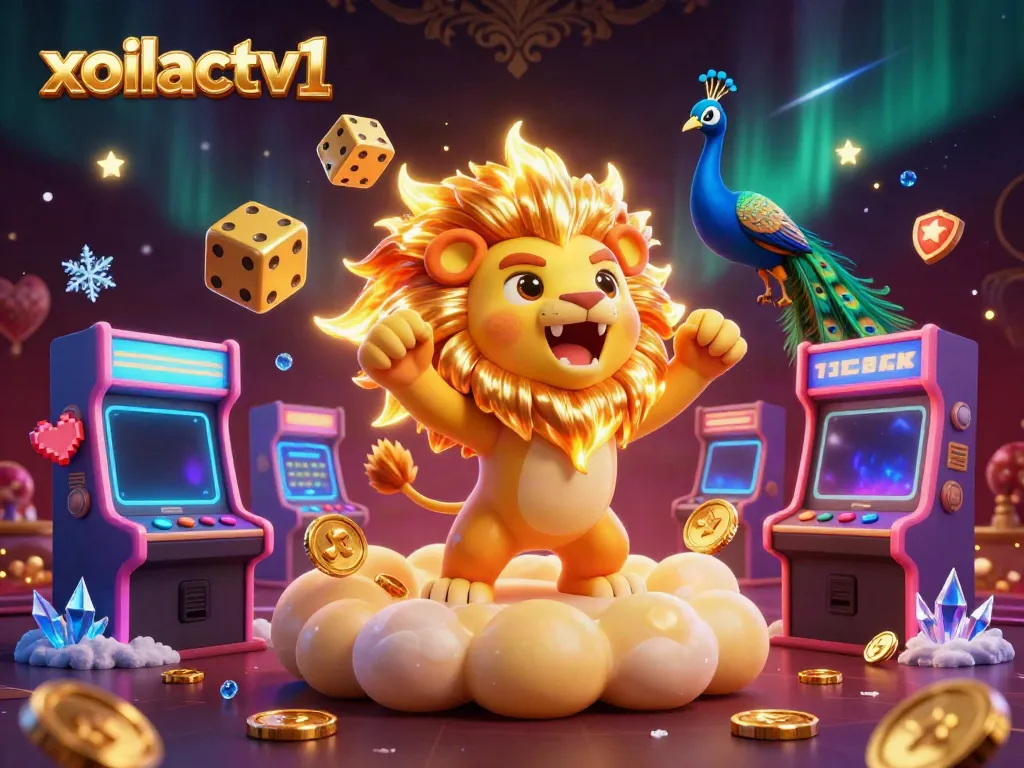 Xoilactv1 showcases a casino-themed celebration with vibrant characters and dynamic game elements.