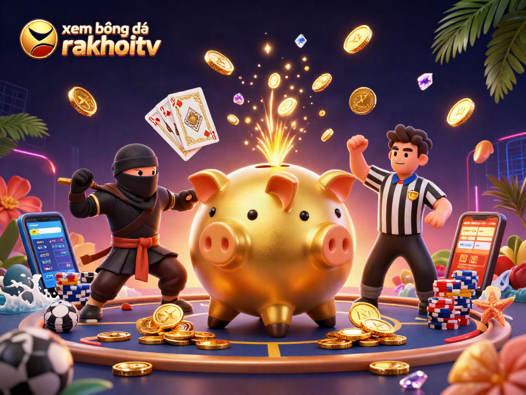 xem bóng đá rakhoitv engages gamblers with vibrant illustration of a sumo wrestler and ninja in action.