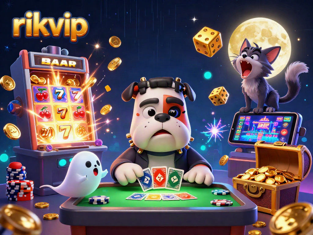 rikvip offers a thrilling gaming experience with colorful slots and dynamic casino characters.