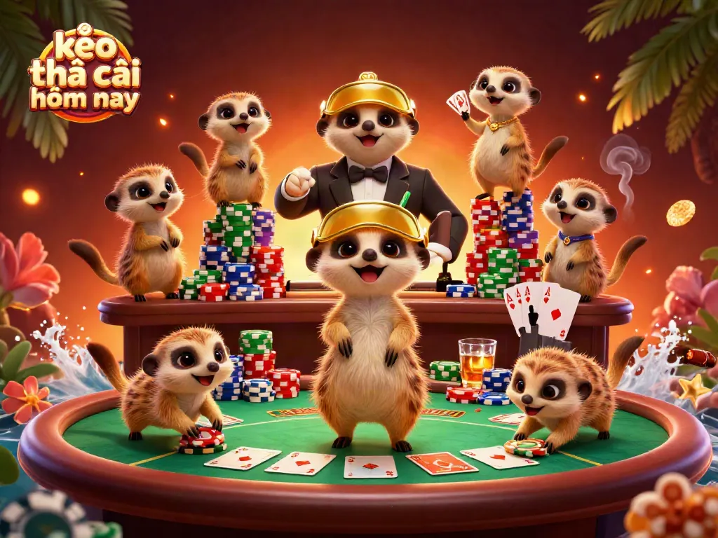 Experience the thrilling atmosphere of a cartoon casino with kèo nhà cái hôm nay and unique meerkat characters.
