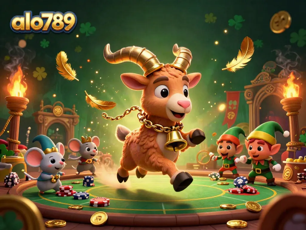 Engage in the festive horror of alo789's casino as characters steal poker chips in a vibrant atmosphere.