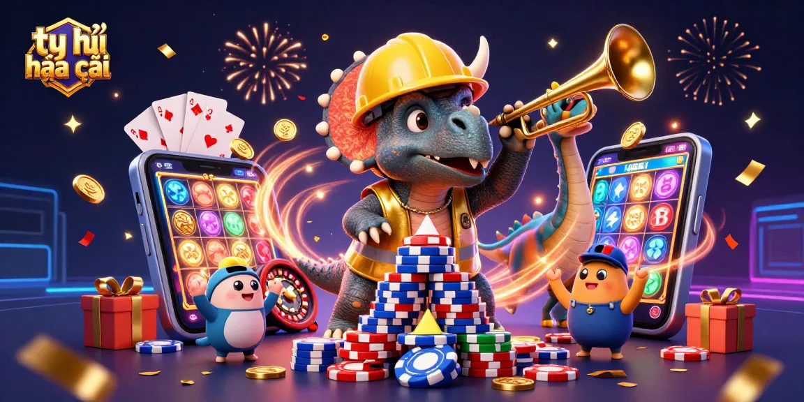 Experience the excitement with tỷ lệ nhà cái illustrated through vibrant characters and dynamic casino elements.