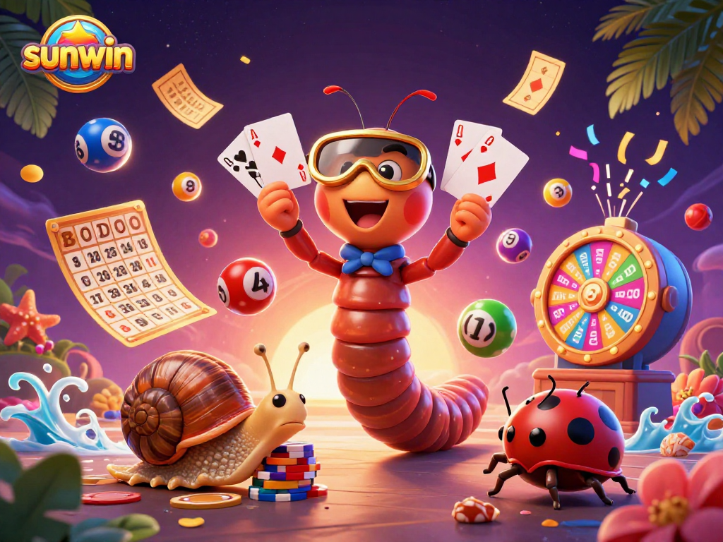 Engage with sunwin's vibrant casino scene featuring a millipede dealer and dynamic lottery elements.