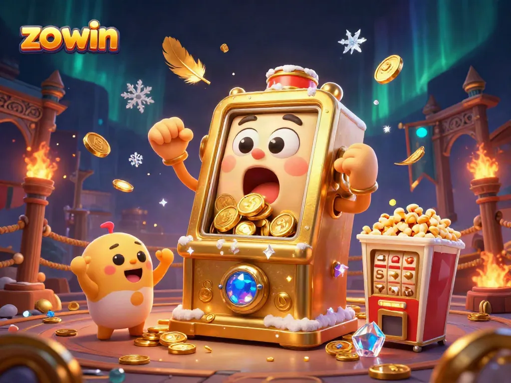 Catch the exciting jackpot moment with the vibrant slot machine at zo win in this dynamic casino scene.