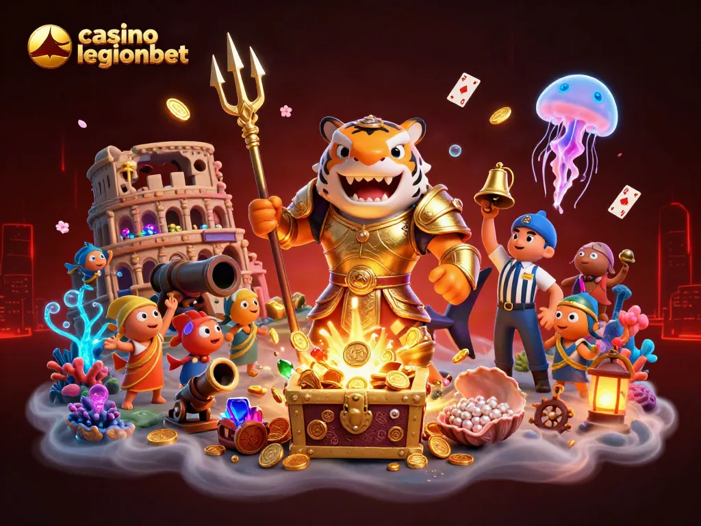 Experience thrilling gameplay at casino legionbet with a vibrant underwater scene featuring a fierce tiger shark and lively elements.