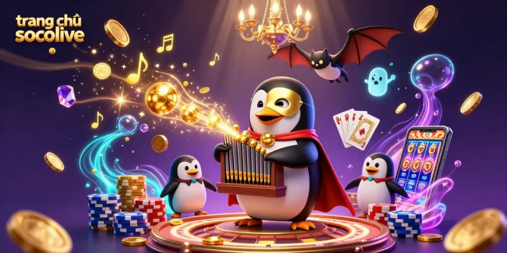 Experience the thrill of trang chủ socolive with this vibrant 3D casino illustration featuring gaming elements.