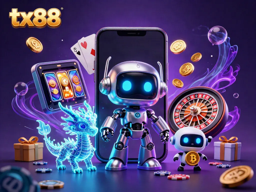 Experience thrilling gaming action with tx88's vibrant casino elements and engaging characters.