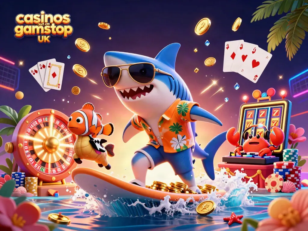 Experience excitement with casinos not on gamstop UK featuring vibrant characters, gold coins, and thrilling game elements.