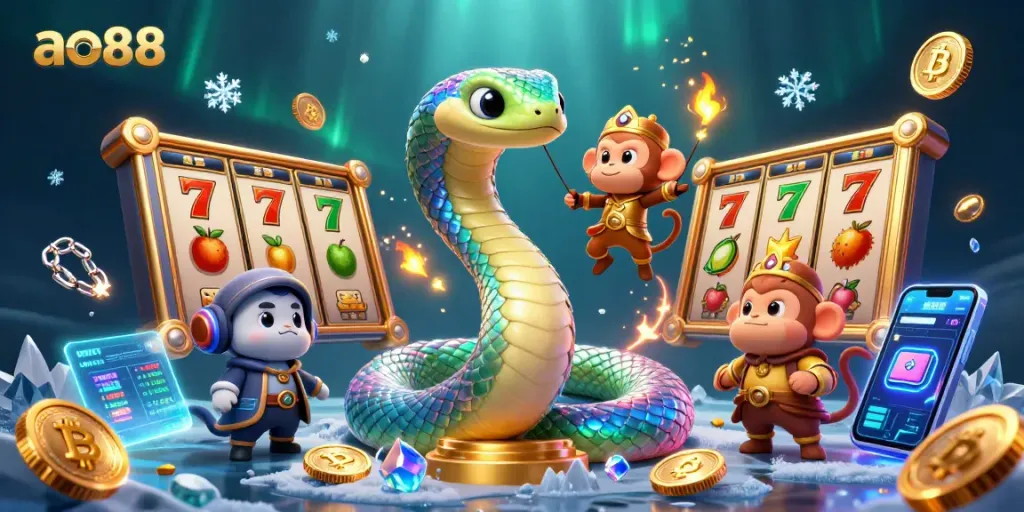 Experience the thrill of ao88 with vibrant casino elements and characters in a dynamic gaming scene.