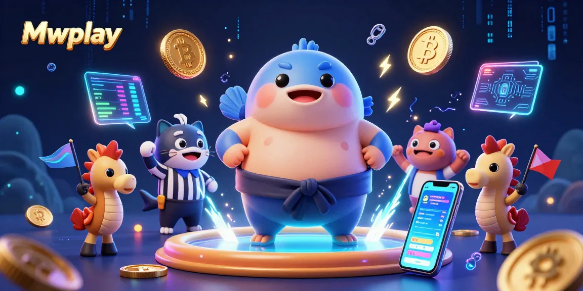 Engage with Mwplay in a vibrant underwater casino scene featuring a fugu and catfish referee.