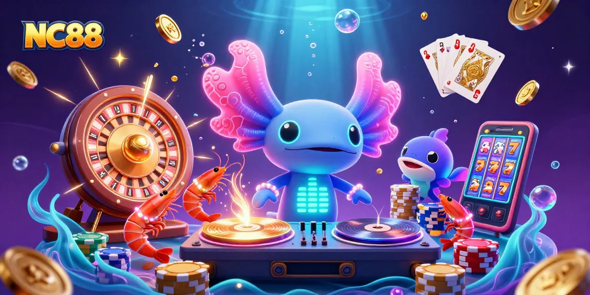 Spinningjackpot reels at NC88 with colorful gaming characters and dazzling casino elements.