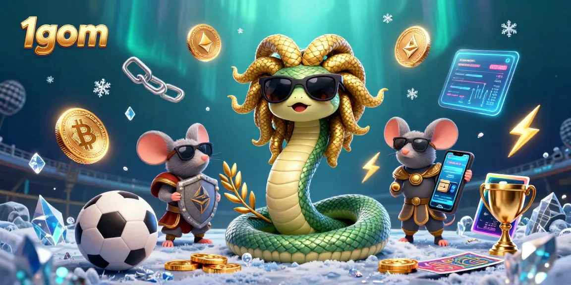 1gom offers a dynamic sports betting experience with Medusa and a shield mouse amidst vibrant betting elements.