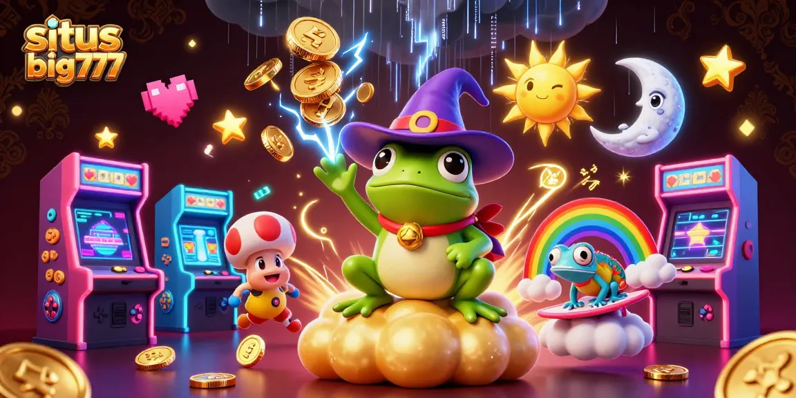 Experience the excitement of situs big777 with a magical storm of golden coins and vibrant gaming elements.