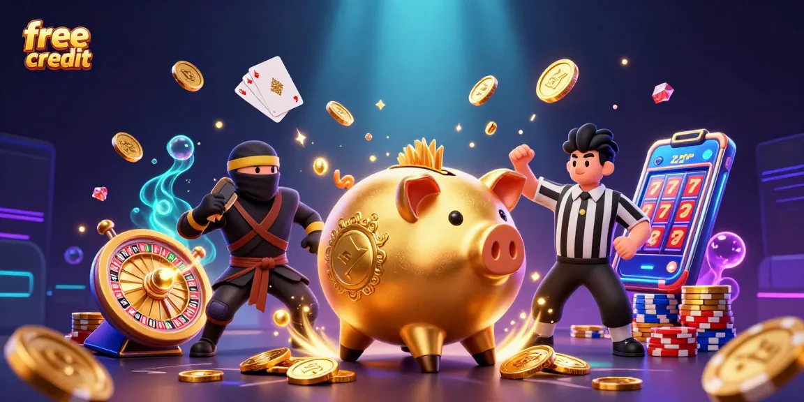 Players enjoying free credit benefits in a vibrant online casino themed scene with dynamic characters and effects.