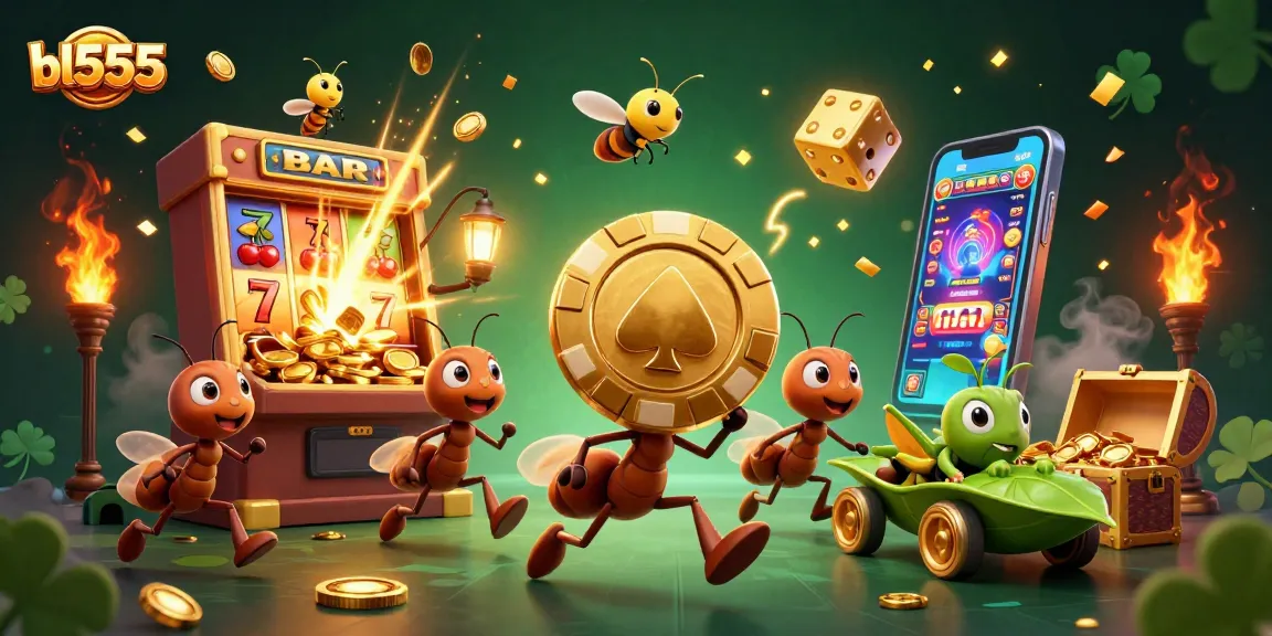 Experience the exciting world of bl555 with vibrant casino action from ants heisting a massive poker chip.