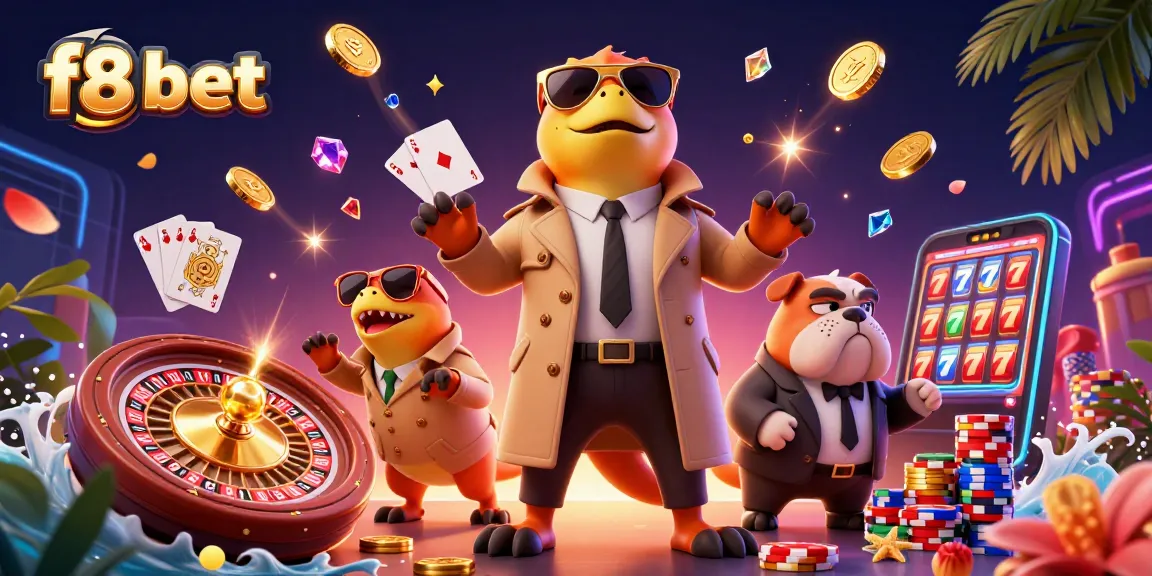 Experience the excitement of f8 bet with a raptor trio in disguise at a luxurious casino entrance.