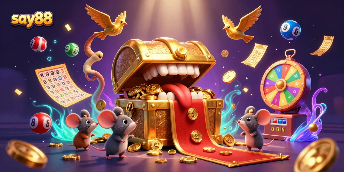 Win big with say88's thrilling lottery games showcased in a vibrant casino scene.