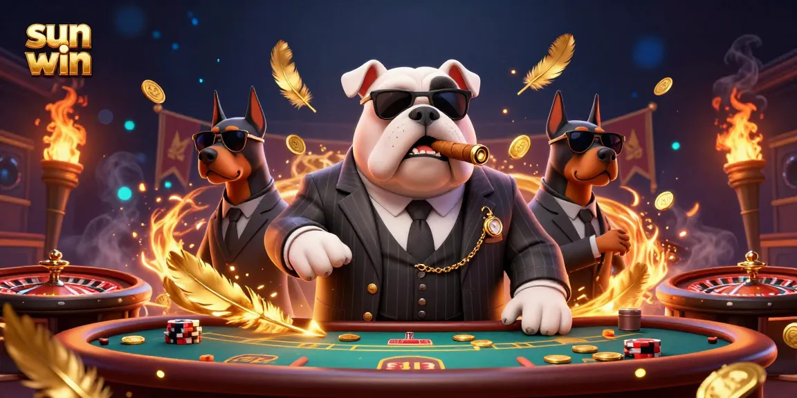Win big at sun win with an exciting 3D casino scene featuring dynamic characters and gaming elements.