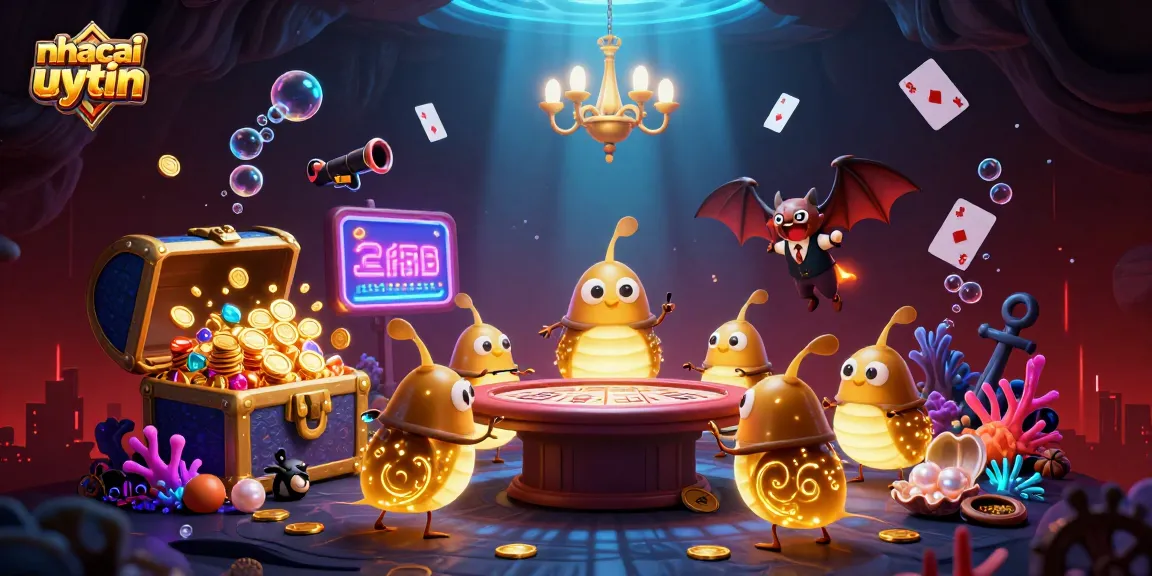 Experience vibrant gameplay at nhacaiuytin with glowing glowworms lighting up a casino scene.