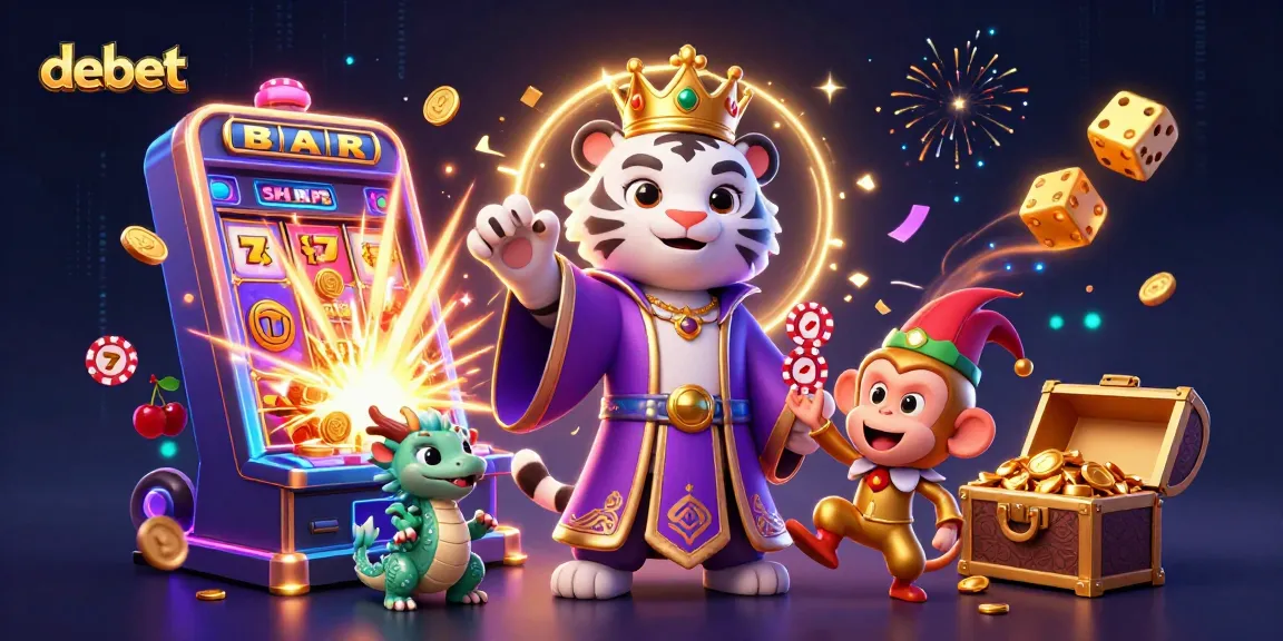 Experience debet excitement with characters in a vibrant casino jackpot scene.