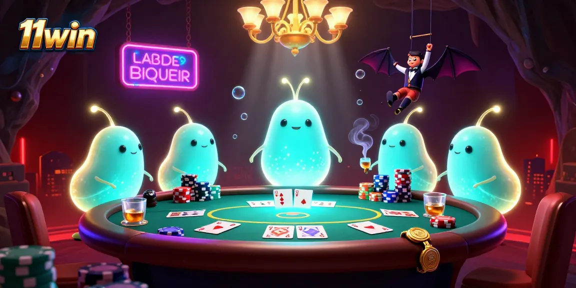 Experience thrilling gaming action at 11win with vibrant gambling elements in a captivating cave casino scene.