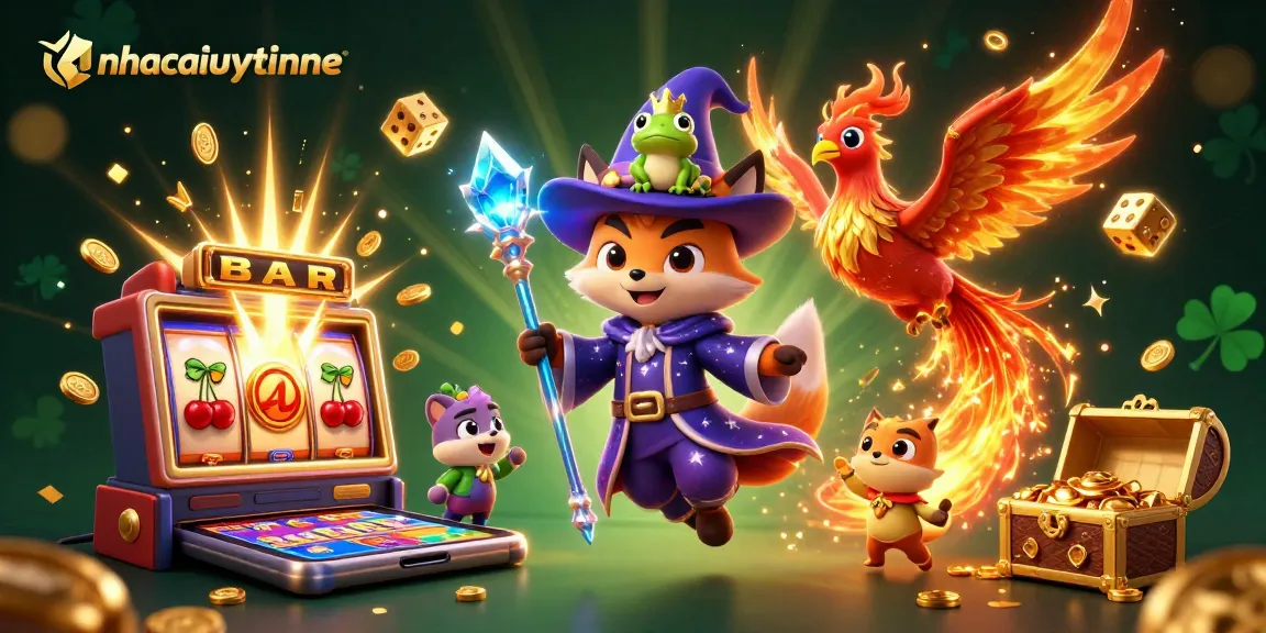 Experience excitement with nhacaiuytinne's vibrant casino illustration showcasing a jackpot slot machine.
