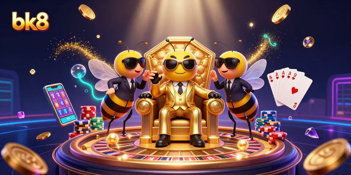 Experience vibrant bk8 casino excitement with a bumblebee mob boss among sparkling gems and dynamic game elements.