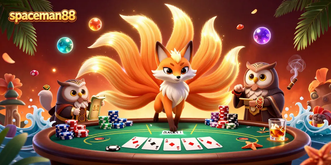 Engage with the vibrant world of spaceman88 through a dynamic poker scene featuring colorful spirits.