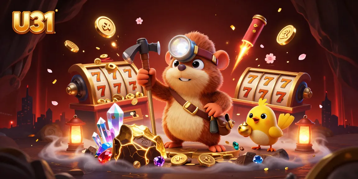 U31 offers a vibrant illustration of a treasure hunter mole mining, symbolizing winning big at online casinos.