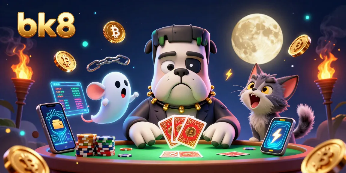 Engage in thrilling bets with bk8 at a vibrant casino scene featuring iconic characters and magical elements.
